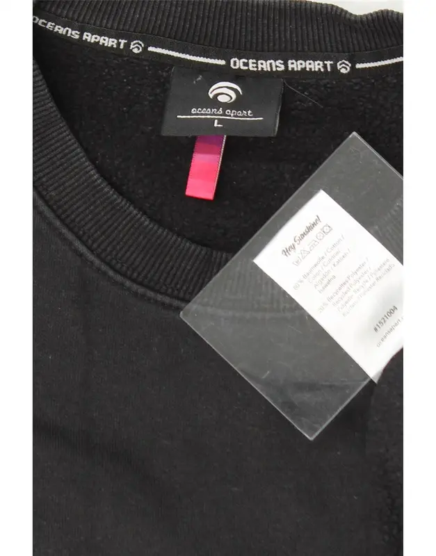Pre-Owned Vintage OCEANSAPART Mens Graphic Sweatshirt Jumper Large Black Cotton 3