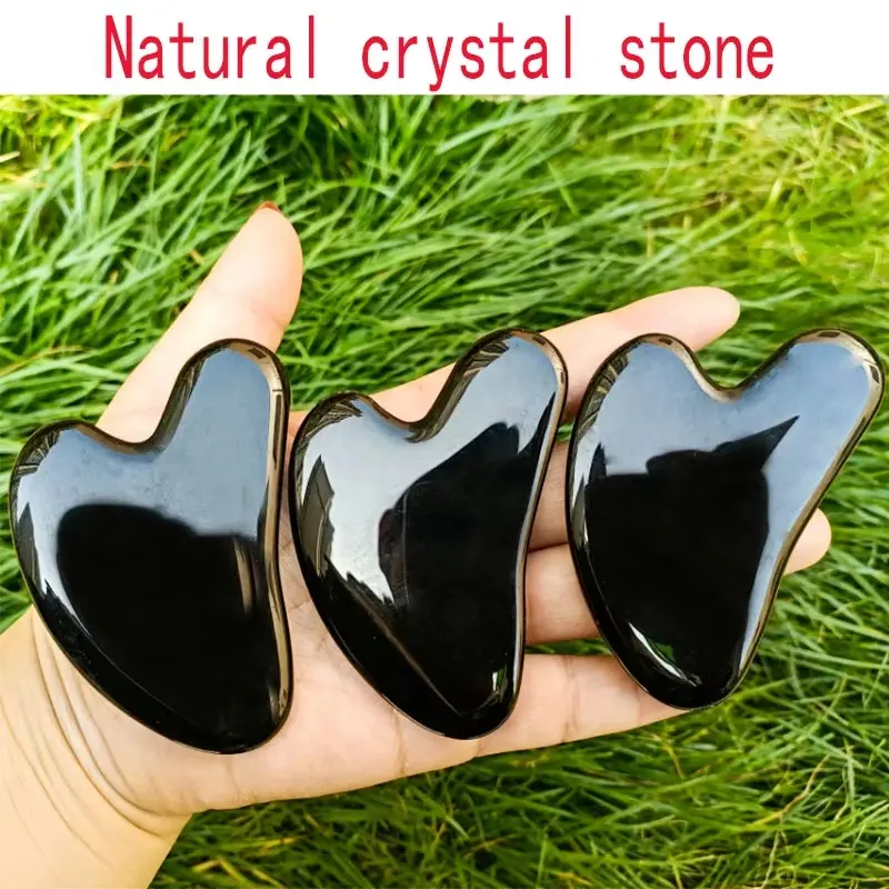 Black Gua Sha Massage Tool for Skin Tightening & Rejuvenation - Natural Jade Stone for Face, Neck & Eye Puffiness - Skincare - Gift, Facial 8