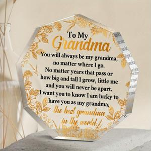 Irregular Shaped Acrylic Signage Plaque, 1 Set Letter & Leaf Pattern Decorative Plaque Transparent Acrylic Plaque, Creative Birthday Gift for Grandma, Home Decoration