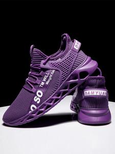 Men's Letter Print Lace Up Low Top Mesh Sneakers, Casual Breathable Lightweight Running Shoes, Fashionable Sneakers for Daily Wear