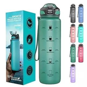 1L Time-Marked Water Bottle with Straw, Leakproof & BPA-Free Tritan