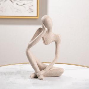 Abstract Thinker Shaped Desk Decorative Figurine, 1 Count Creative Resin Character Sculpture, Thinking People Crafts Ornament for Home Decor, Bedroom Dresser Decoration
