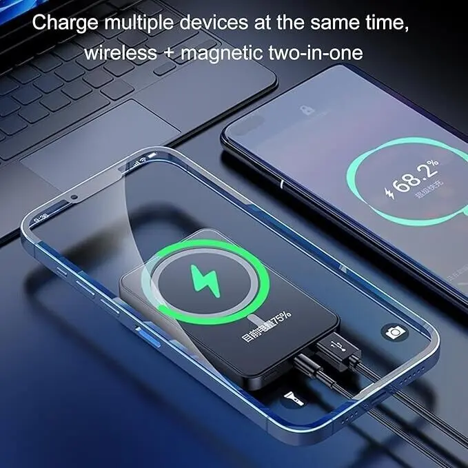 Outdoor travel magnetic wireless fast charging power bank large capacity portable compact mobile power bank 6