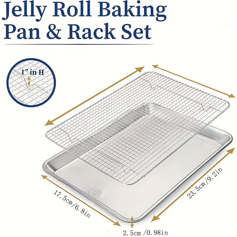 Stainless Steel Baking Pan With Cooling Rack Set, Pan With Extra Thick Edge For Cooking And Baking, Ramadan Supplies Christmas Gift Bakeware 1