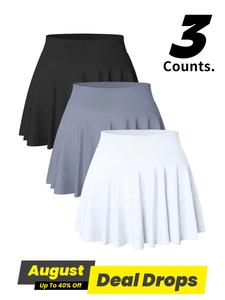 Women's Solid Color 2 in 1 High Waist Sports Skort, Casual Comfy Breathable Skort for Tennis, Exercise Activewear, Tennis Attire, Golf Clothing, Casual Comfy Skorts, High Waisted Skorts, Lightweight Athletic Skirts, Casual Sporty Skort, White Skort