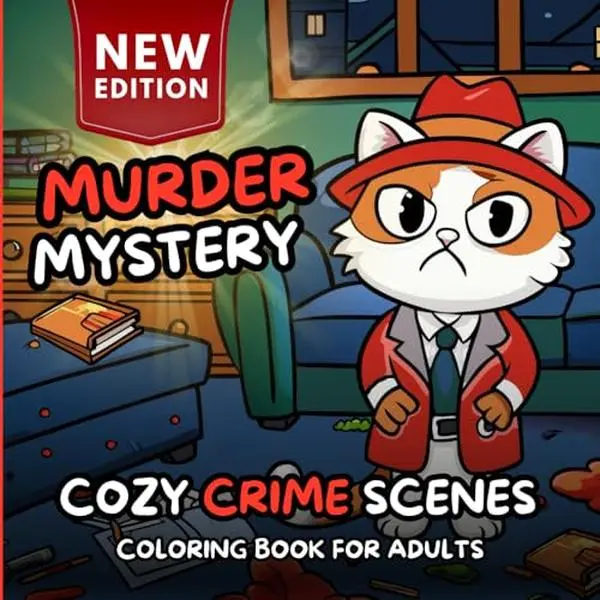 Cozy Crime Scenes: Murder Mystery. A Cute and Comfy Coloring Book That Tells A Story. 50 Hygge Vibes Images to Color (The Cozy Crimes of Detective Whiskers – A Coloring Book Murder Mystery Series)