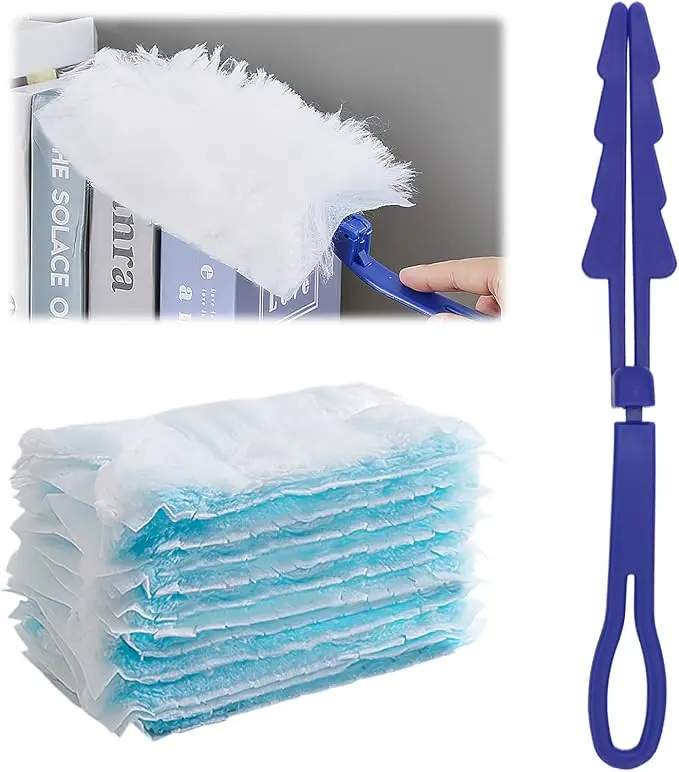 Replacement Dust Brush Head with Handle, 10pcs Household Dust Brush Head Replacement, Cleaning Tools for Laundry Room, Furniture, Car, Keyboard