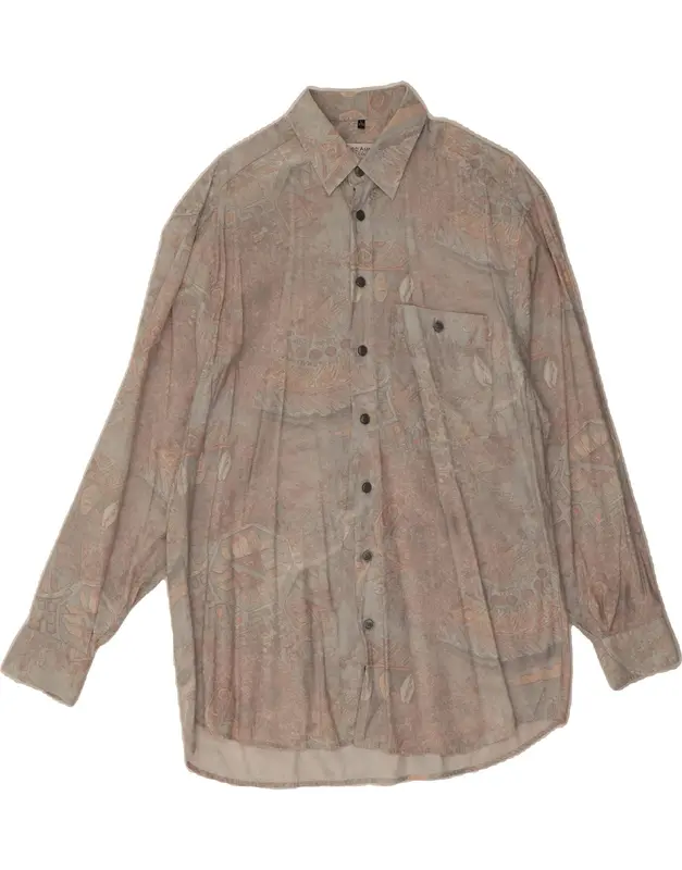 Pre-Owned Vintage CLUB D'AMINGO Mens Abstract Pattern Shirt Size 41/42 Large Grey Cotton 0