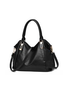 Women's Fashionable Plain Pu Leather Handbag, Elegant Casual Versatile Zipper Tote Bag, Simple All-match Bag for Daily Life & Work, Shoulder Bags, Everyday Bags