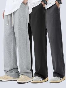 Men's Solid Color Pants, Casual Comfy Straight Leg Trousers for Daily Wear, Men's Bottoms for All Seasons