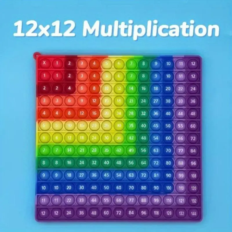 Colorful 12x12 Multiplication Push Bubble Fidget Pop Toys, Times Table Math Teaching Resources Educational Toys Gifts for Kids Halloween Christmas Gift 8