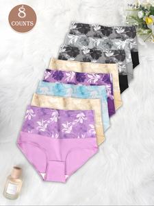 Women's Floral Print High Waist Panty, Breathable Comfortable Knicker for Daily Wear, Ladies Pastel Underwear for All Seasons