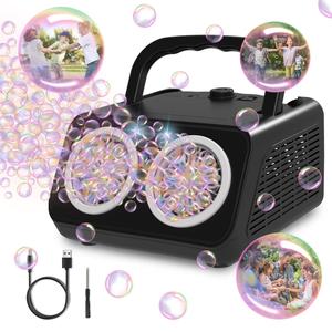 Automatic Bubble Machine, 1 Box Funny Bubble Blower with 2 Fans, Portable Bubble Machine Toy for Indoor Outdoor Birthday Parties