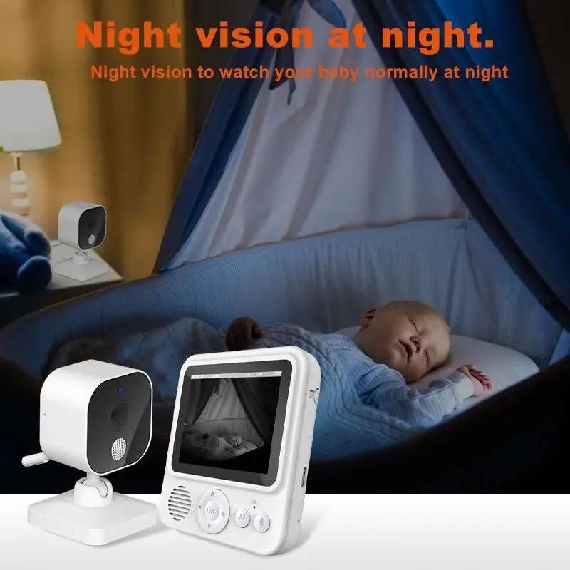 Baby Monitor With Night Vision, Voice Temperature Detection Baby Monitor, Crib Monitor With 2.8 Inch Screen, Infant Monitor With Night Light, Safe Baby Monitoring Instrument 7