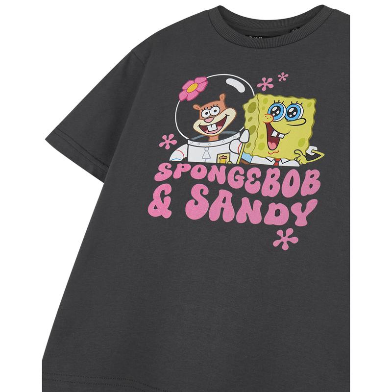 Vanilla Underground x SpongeBob SquarePants Girls Grey SB & Sandy Short Sleeved T-Shirt 4