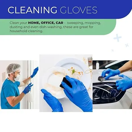 Pack of 100 Disposable Blue Nitrile Gloves Powder Free Latex Free for Salon Beauty Nail Tattoo Mechanics 4