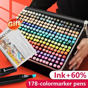 178/168/120/128 Colors Alcohol Markers, Dual Tip Art Markers with Stand Case for Artists, Adults and Children. Alcohol markers for colouring, drawing, sketching and sketching, excellent Father's Day Gift!