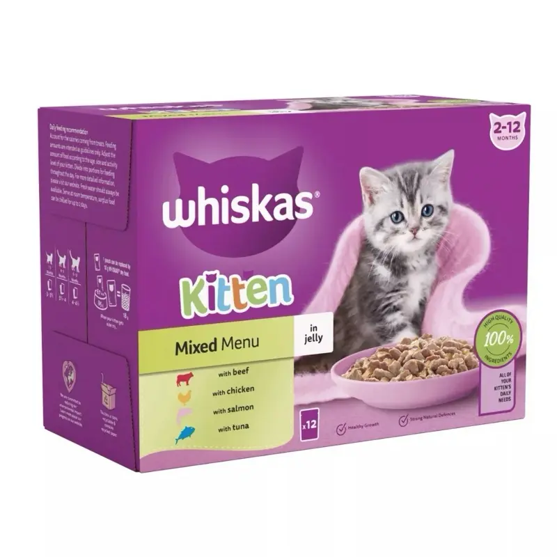 144 x 85g Whiskas Kitten Mixed Menu Wet Cat Food Pouches in Jelly 3
