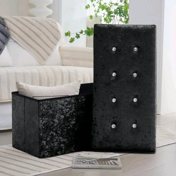 Crushed Velvet Ottoman Storage Box 2