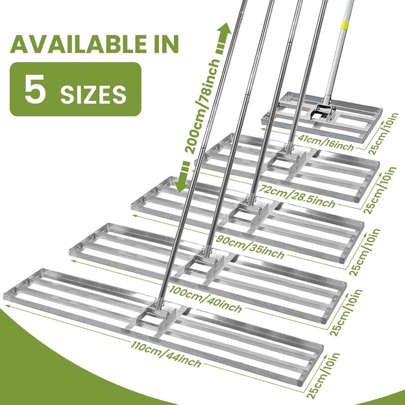 Lawn Leveling Rake, 7FT, 28 X 10IN Heavy Duty Effort Saving Levelawn Tool, Stainless Steel Handle Lawn Leveler for Courtyard Garden Golf Course, Ease Level Lawn Surfaces 3