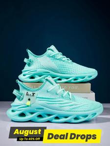 Men's New Mint Mambo Color Casual Lace-up Low Top Runner Sneakers As Gift, Mens Sneakers, Workout Sneakers, Boy Footwear, Lightweight Breathable Comfortable Sporty Running Shoes, Athletic Running Trainer for Daily Footwear, Knitted Running Shoes