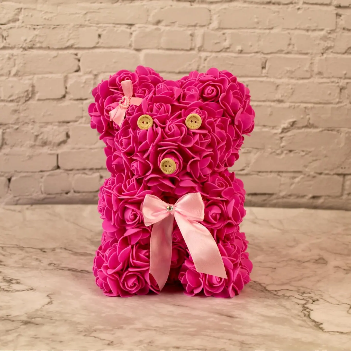 Personalised Flower Bear Custom Name Rose Bear Teddy Artificial Rose Birthday Christmas Mother's Day Gift for Her Gift For Him Nan Friend Daughter Son Wedding Funeral Memorial Colourful Flowers Personalized