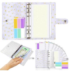A6 Small Daisy Pattern Budget Binder, 1 Count PVC Loose-leaf Binder with 12 Cash Envelopes, 12 Colored Labels, 1 Ruler,  Money Organize