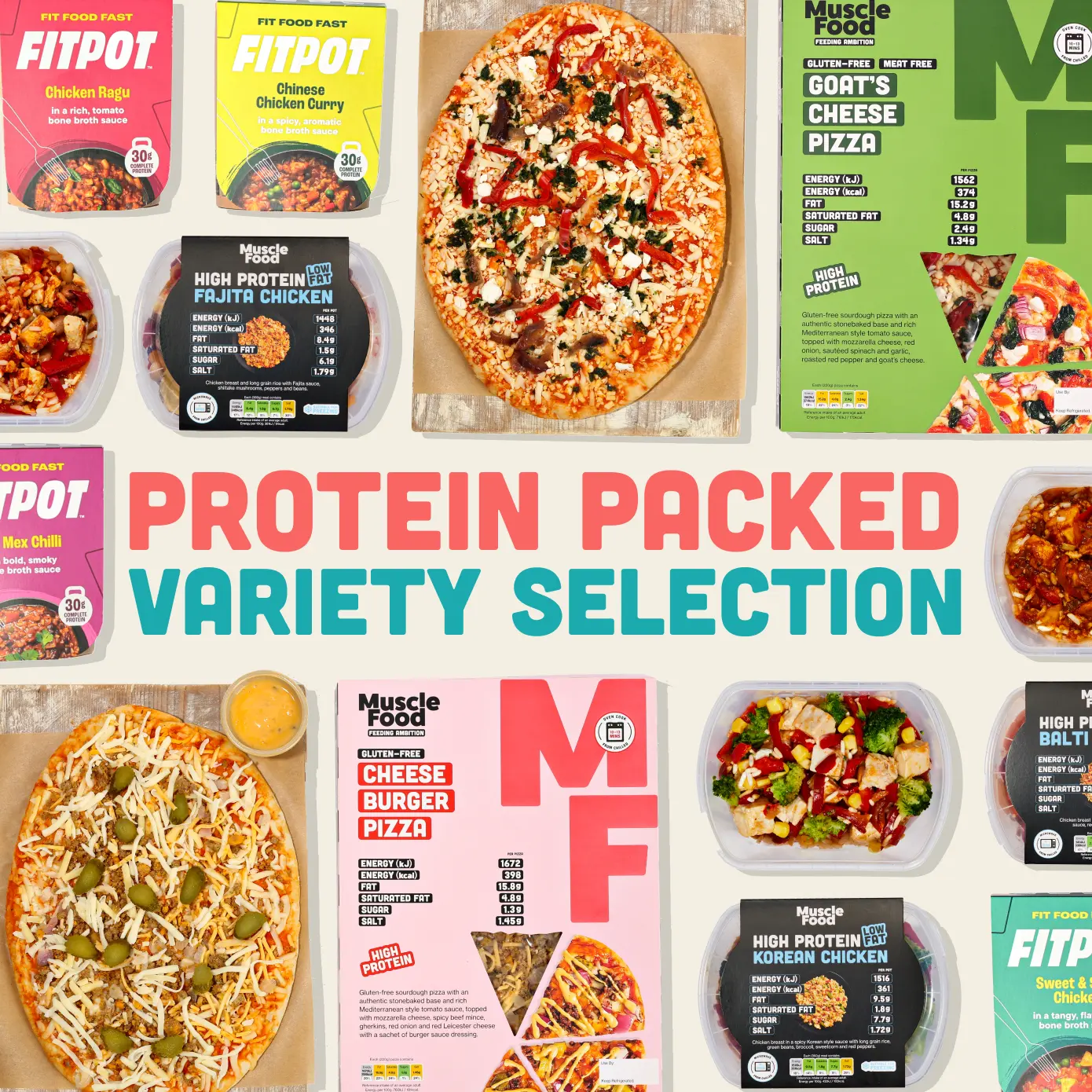 Prepped Pots & Pizza Bundle - 20 High Protein, Healthy Meals in Total | UK wide chilled delivery | Suitable for freezing