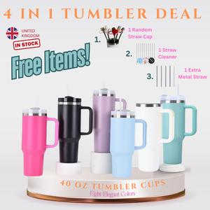 40oz Tumbler Cup - High Quality Insulated Tumbler for Hot/Cold Use - Choose from 5 Colors - Includes Metal Straw, Hygiene Brush and Straw Cap Drinkware Flasks Sturdy Stylish Portable Mug Water Bottles coffee cups