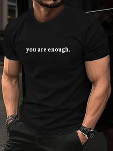 Men's Letter Print Round Neck Tee, Loose Casual Short Sleeve Crew Neck T-Shirt for Summer, Fashion Men's Top for Daily Wear