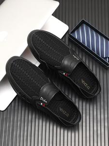 Men's Casual Hollow Out Design Slip on Flat Shoes, Fashionable Breathable Comfortable Soft Sole Shoes, All-match Commuter Shoes for Work & Daily Wear, Boy