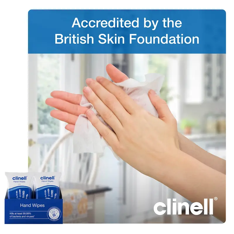 Clinell Antimicrobial Hand Wipes Ideal for Travel - 20 Packs of 8 Wipes - Dermatologically Tested, Kills 99.99% of bacteria & viruses 3