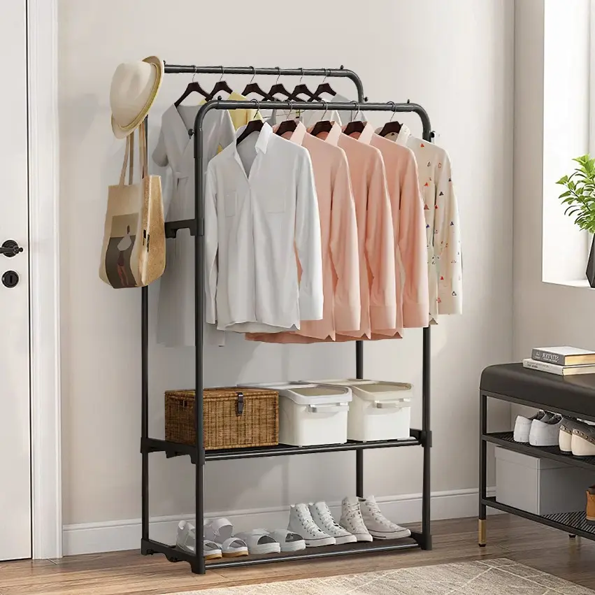 Acehome Double Rod Metal Clothes Rack