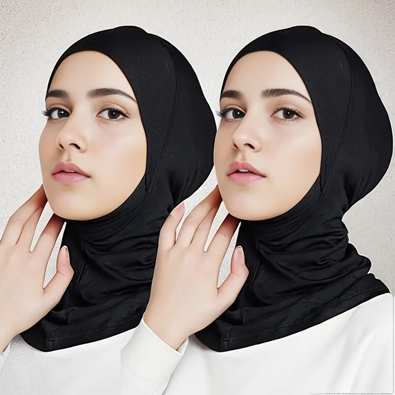 2pcs Thin Breathable Elastic Turban Cap - Hijab Cap Ramadan Hat Elegant Style Muslim Head Wrap Gifts For Eid 0