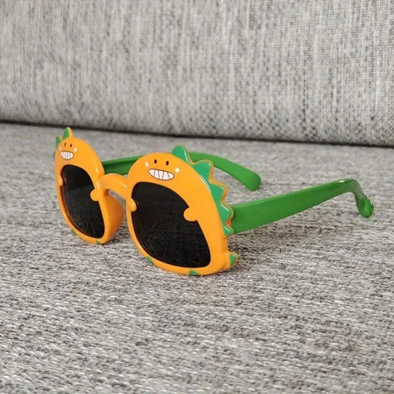 Adorable Dinosaur-Themed Youngsters' Fashion Glasses - Cute Cartoon Design with Purple Frame & Green Accents, Durable PC Material, Perfect for Boys & Girls 2