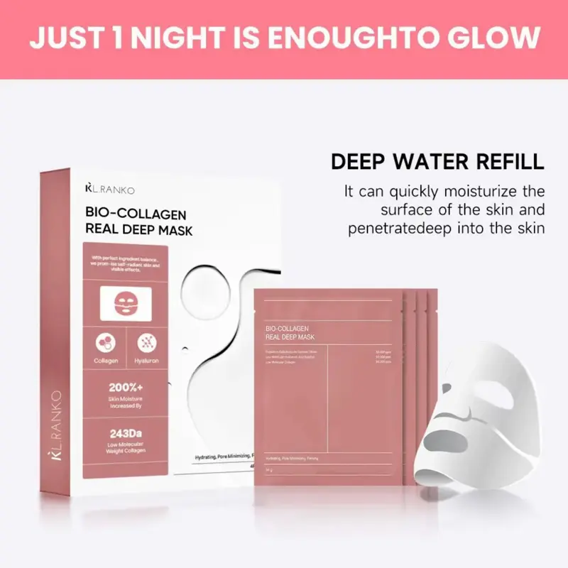 Bio-Collagen Real Deep Mask, Hydrating Overnight Hydrogel Mask, Pore Minimizing, Elesticity Improvement, 34gx4 (Pack of 4) Skin Repair Comfort Body Care 3