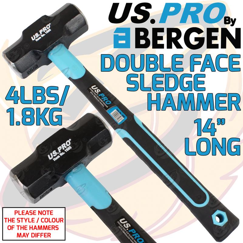 US PRO 4lbs Sledge Hammer 1.8kg Handle 14 inch Long Sledge Hammer Double Face 0