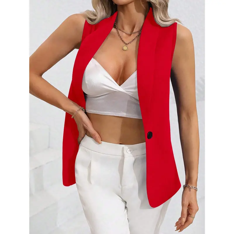 Franclia Plus Size Women's Simple Solid Color Sleeveless Vest For Daily Wear For New Year Clothes 4