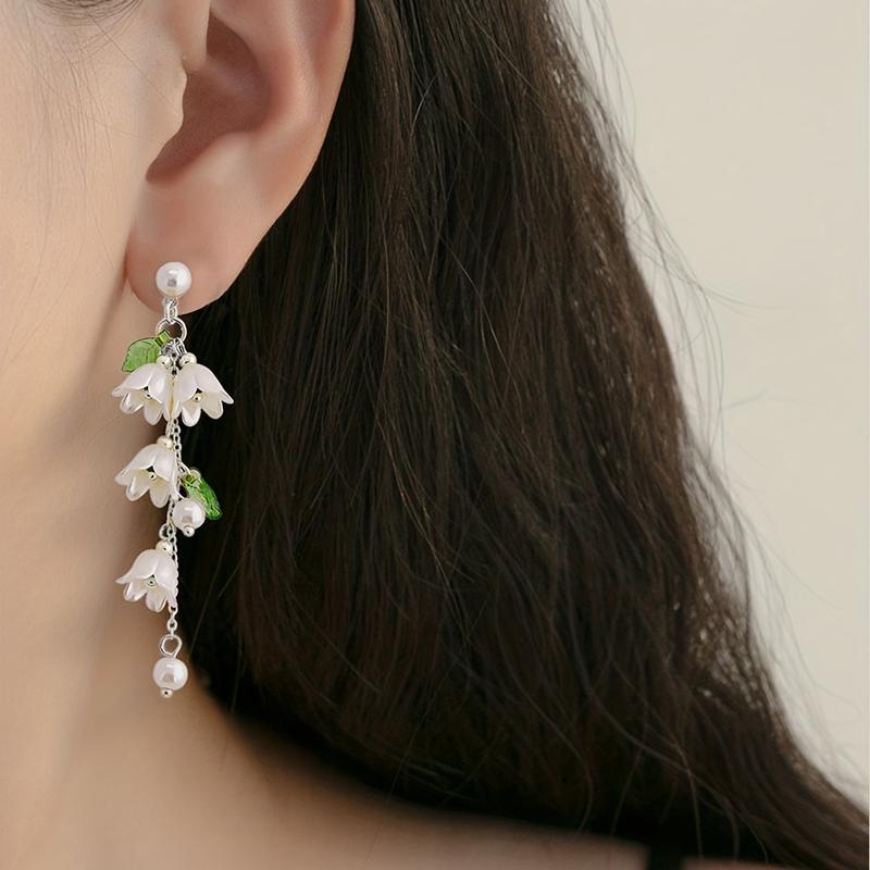 Charming Lily of Valley Dangle Earrings - Handmade Resin Jewelry for Her - Stylish, Lightweight & Eye-Catching Design - Perfect Vacation Accessory or Special Gift for Women 3