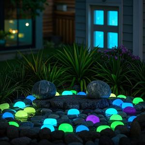 Glow in The Dark Stone, 200pcs/set Luminous Stone for Garden Decoration, Outdoor Decorative Light for Garden, Yard, Patio, Lawn, Fluorescent, Neon, Garden Lighting, LED Lighting, Night, Backyard Pool Fountain Lights, Solar Pool Fountain, Crystal