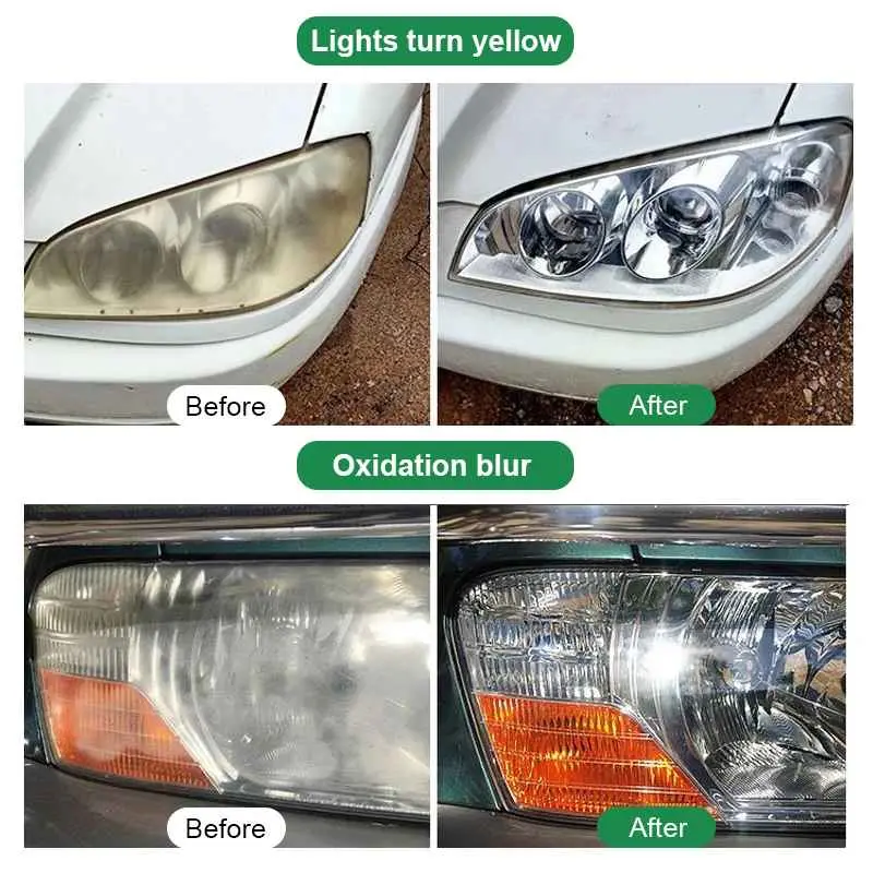 Car Headlight Restoration Polishing Kits Headlamp Scratch Remover Repair Cleaning Paste Remove Oxidation Headlight Polish Liquid 4