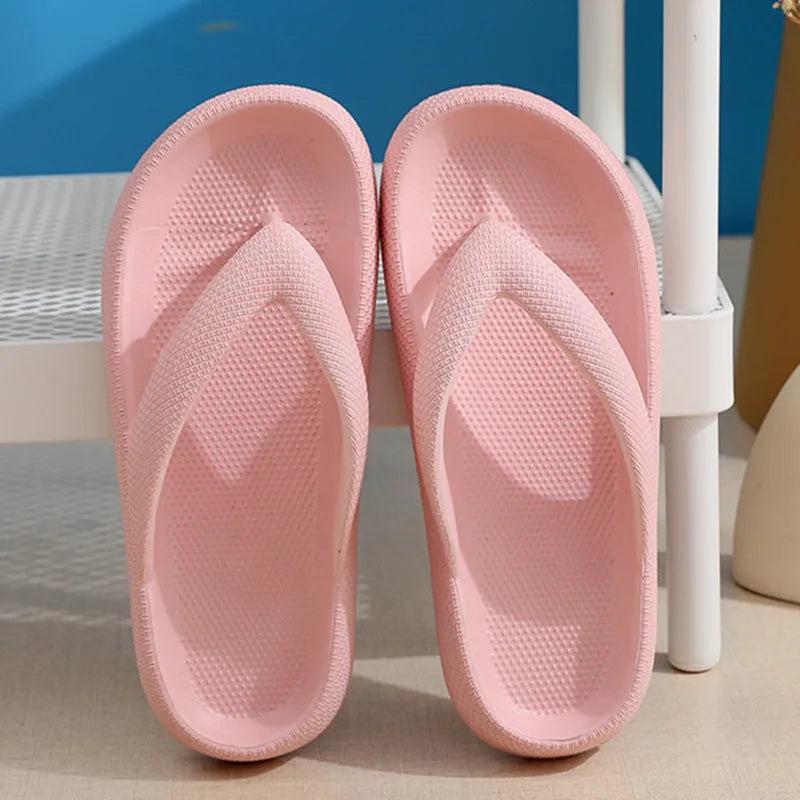 Rimocy Soft Sole EVA Women's Flip Flops 2023 Summer Beach Non-slip Cloud Slippers Women Thick Platform Clip Toe Bathroom Slides 6