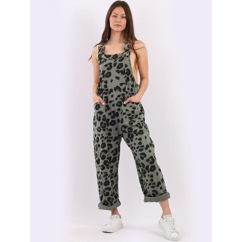 Leopard Print Ladies Cotton Dungaree 3
