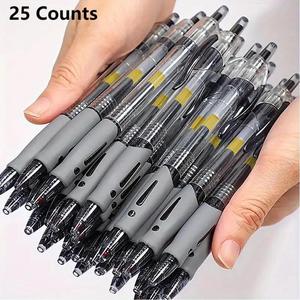 Retractable Gel Ink Roller Ball Pen, 25pcs Bold Point Black Exam Writing Pens, Business Pen for School Office Meeting Home Dormitory Exam, Durable Office Accessories, Back To School Supplies, Ballpen Set, Stationery Office Supplies, Smooth Writing Pens