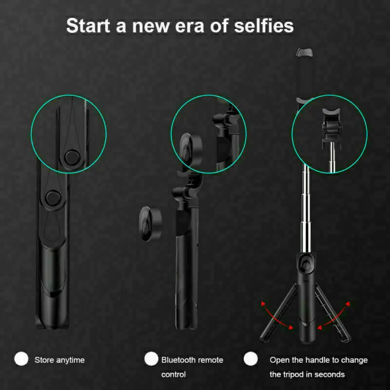 Bluetooth Selfie Tripod Telescopic Stick Remote Monopod Extendable Phone Holder 1