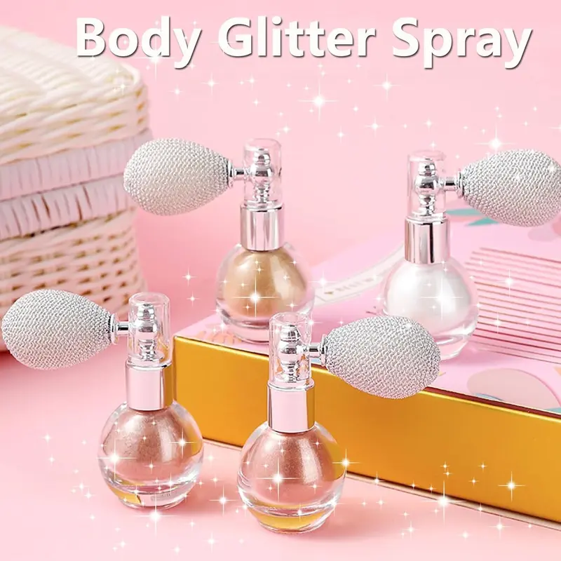 Body Glitter Spray, Shimmering Spray Powder Sparkle Powder, Body Glitter Face High Gloss Highlighter Loose Makeup for Women Hair Nails Makeup 1