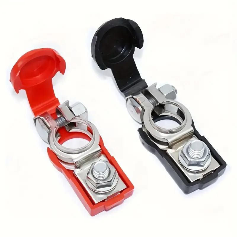 2pcs Universal Car Battery Terminals Cable - Heavy-Duty Large Positive and Negative Red and Black Connectors with Easy Grip Clamps for Secure Connection - Durable and Corrosion-Resistant 1