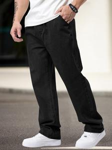 Men's Solid Color Jeans, Casual Comfy Denim Trousers for Daily Wear, Men Bottoms for All Seasons