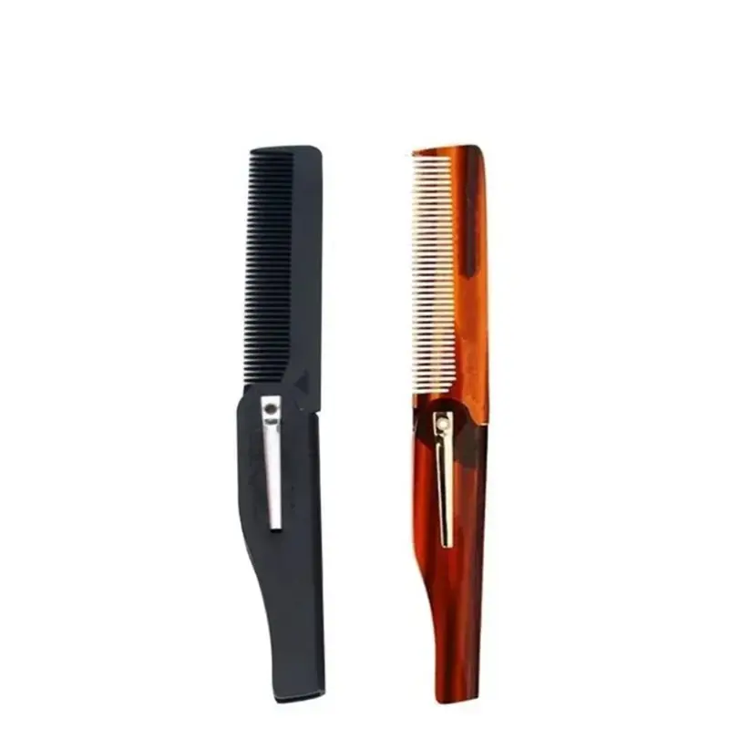 New Design Foldable Hair Comb Pocket Clip Moustache Beard Styling Tool Hairdressing for Men Women Combs 5