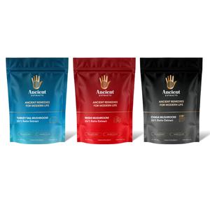 Triple Mushroom Bundle - Chaga, Reishi & Turkey Tail Mushroom Extract -  60g - Each Pack 2 Months Supply - Food Supplement